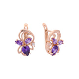 Colorful purple cz Rose Gold earrings