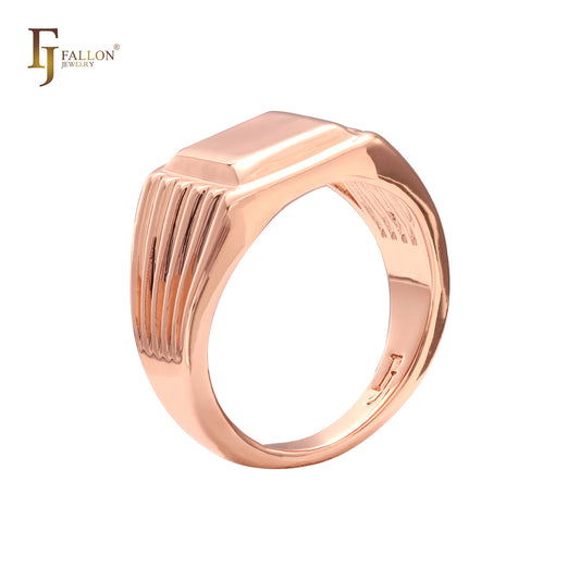 Anillos de hombre Signet planos en Oro rosa