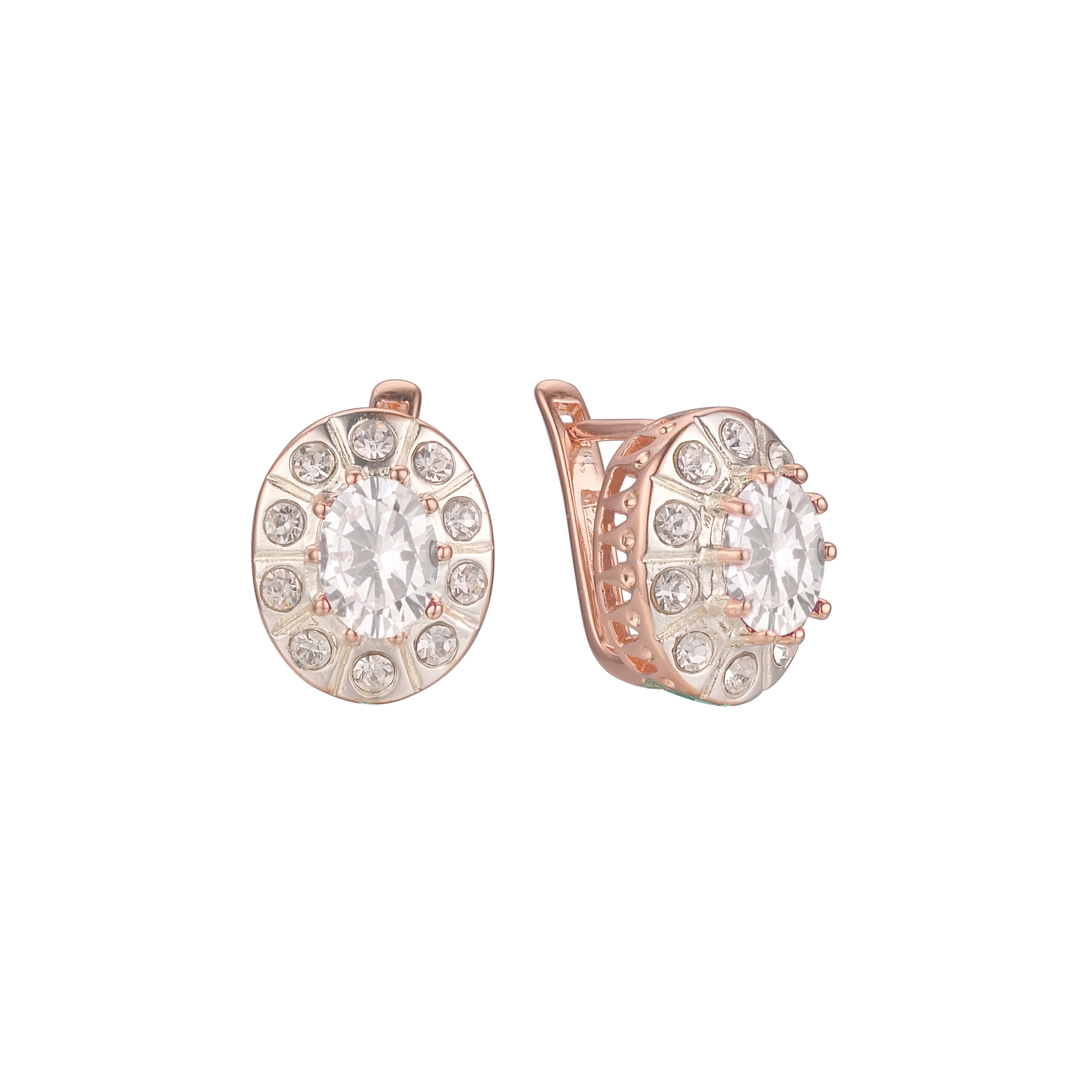 Cluster earrings in Rose Gold, two tone plating colors