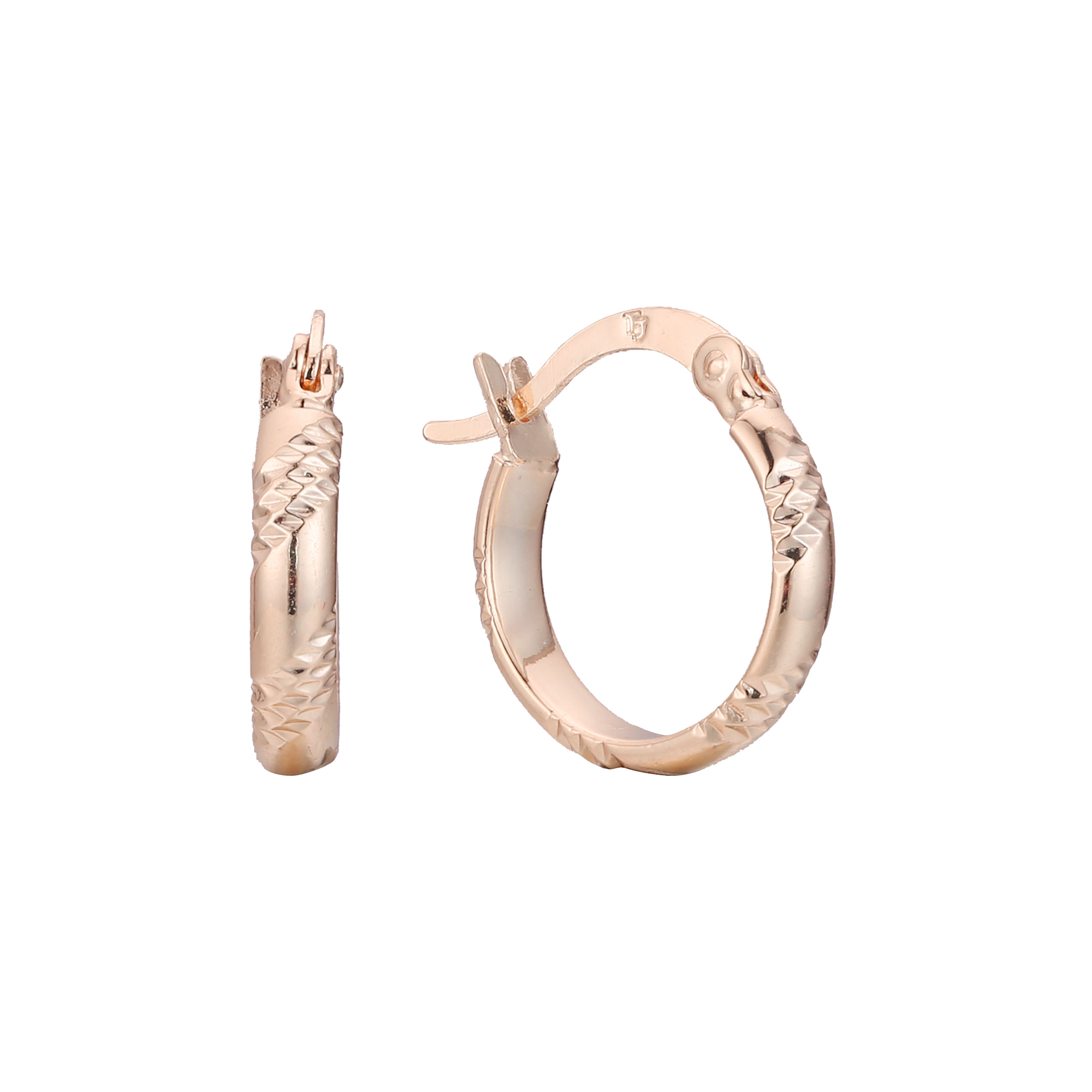 Aretes tipo argolla en Oro 14K, Oro Rosa, baño en dos colores