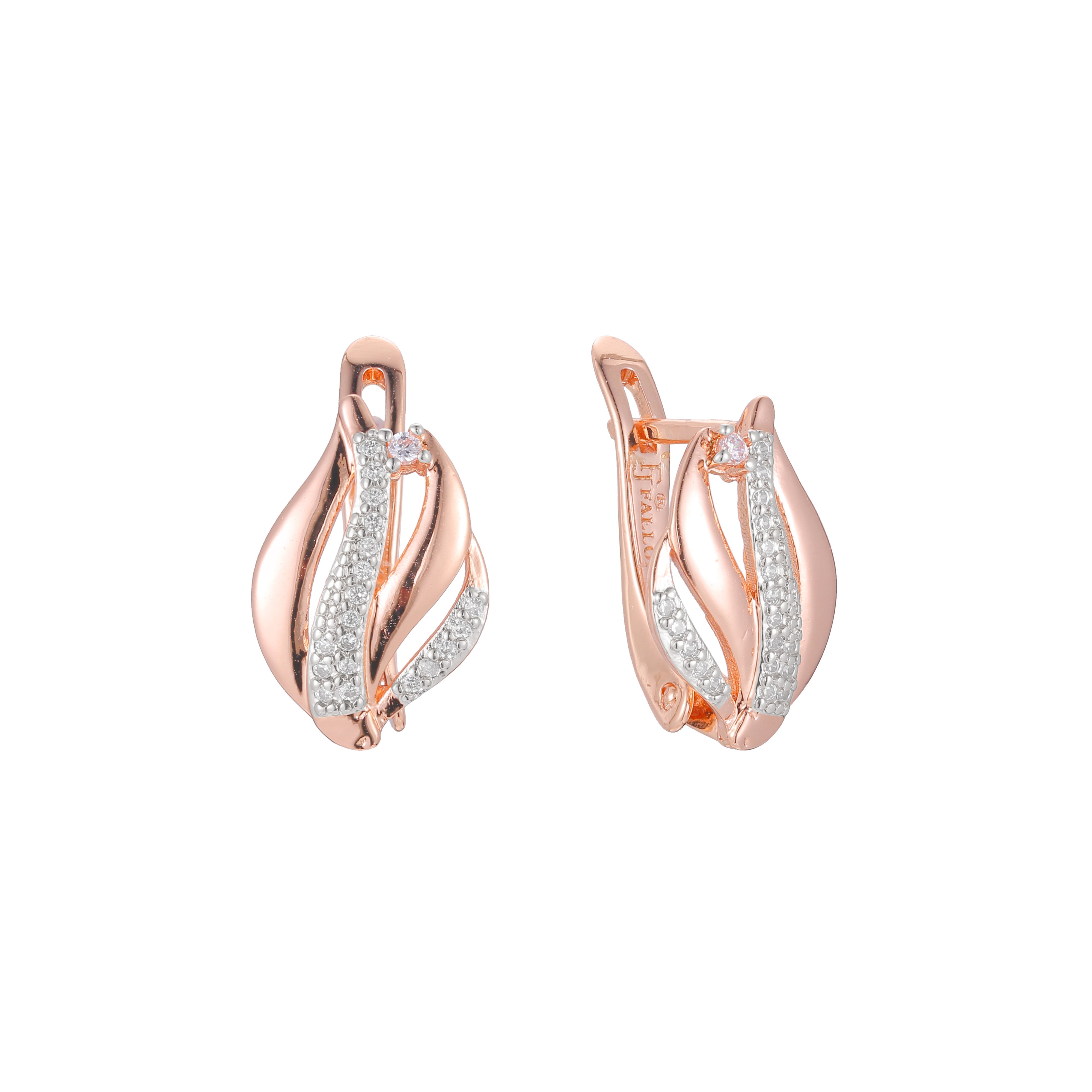 Earrings in 14K Gold, Rose Gold, two tone plating colors