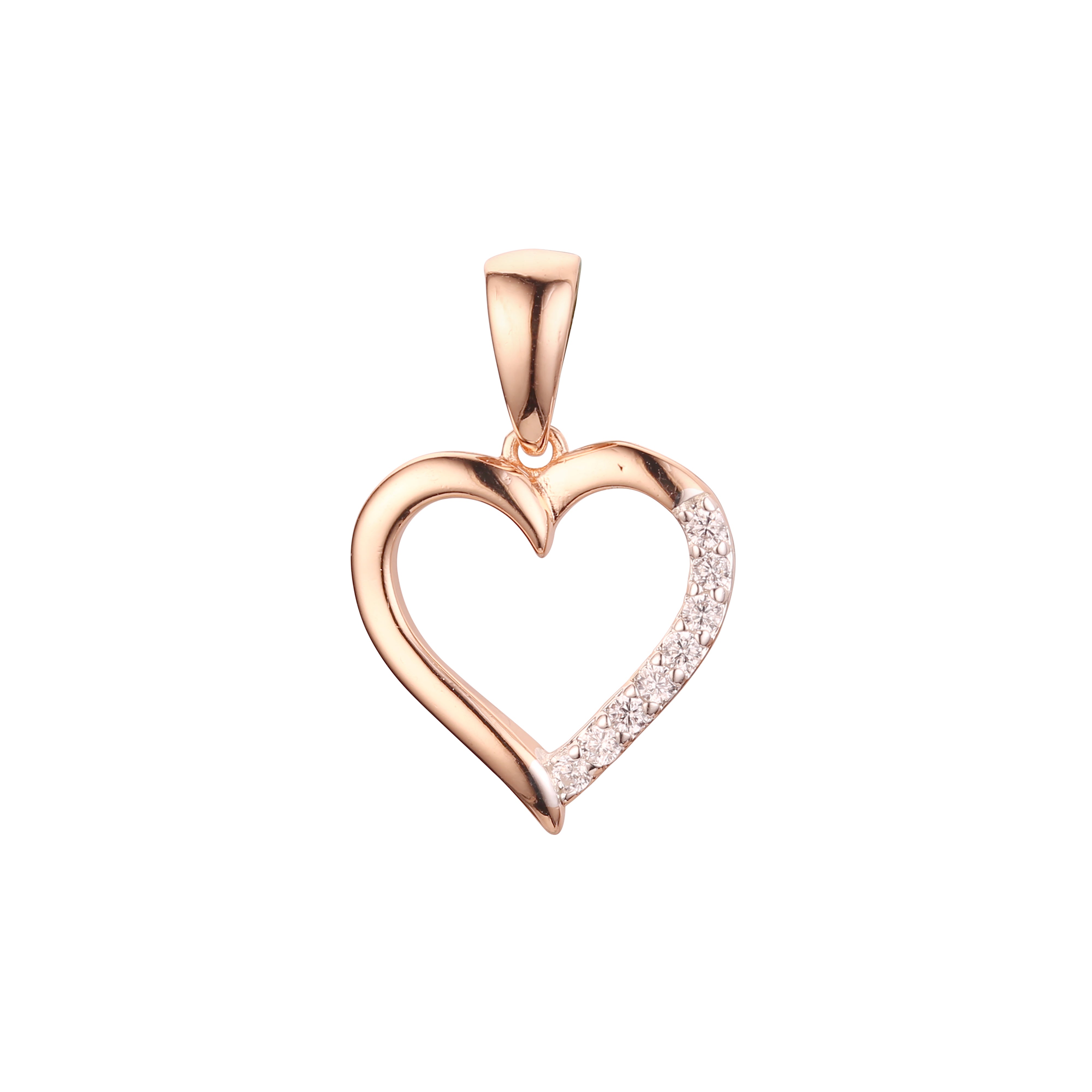 Colgante de corazón en Oro Rosa, Oro de 14K bicolor, baño de Oro de 18K colores