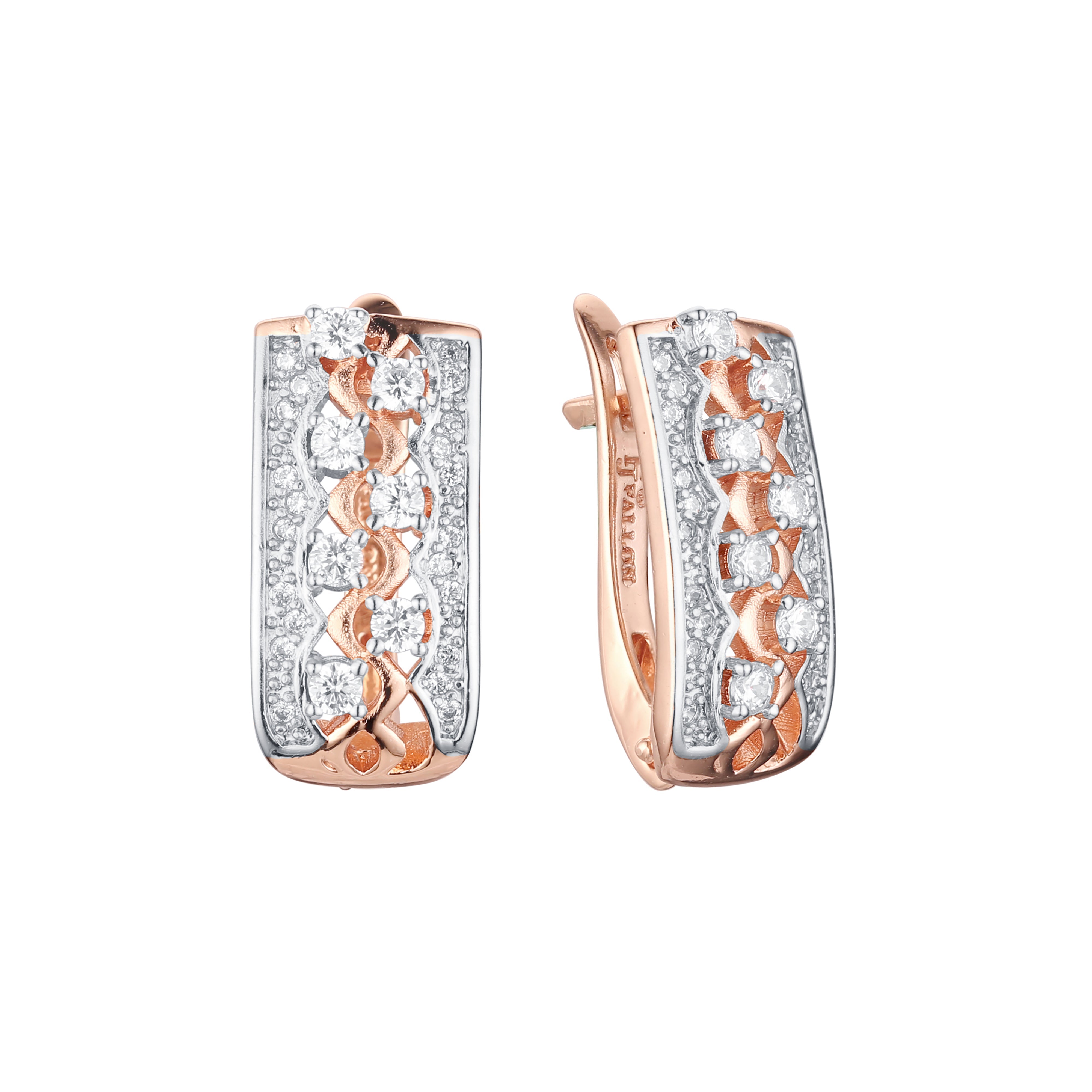 Earrings in Rose Gold, two tone plating colors