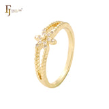 Flower white CZs 14K Gold Rings