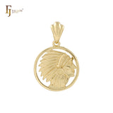 Indian Chief portrait 14K Gold Pendant