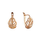 Great leaves paved white cz Rose Gold earrings