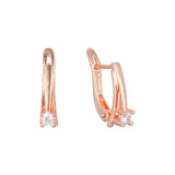 Aretes solitarios en Oro de 14K, Oro Rosa, baño de dos tonos