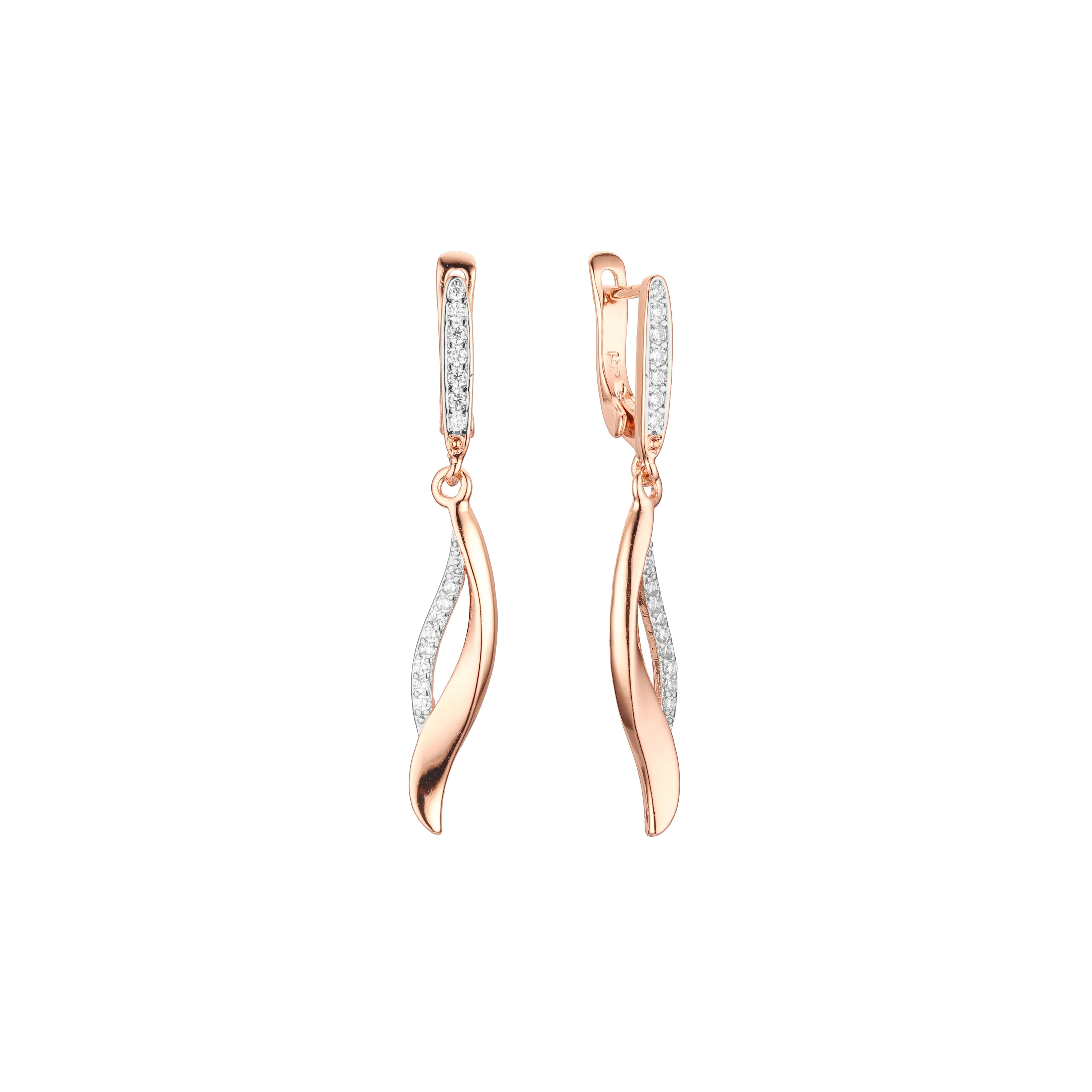 Earrings in Rose Gold, two tone plating colors