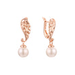 Aretes de perlas alas de ángel en Oro de 14K, baño de Oro Rosa colores