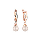 Pearl earrings in Rose Gold, two tone plating colors