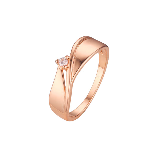 Anéis Solitaire aqua swing em ouro rosa, duas cores de revestimento