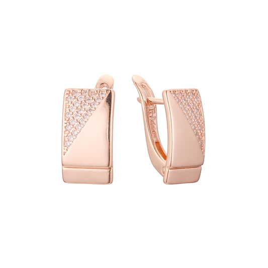 Aretes en Oro 14K, Oro Rosa, baño en dos tonos