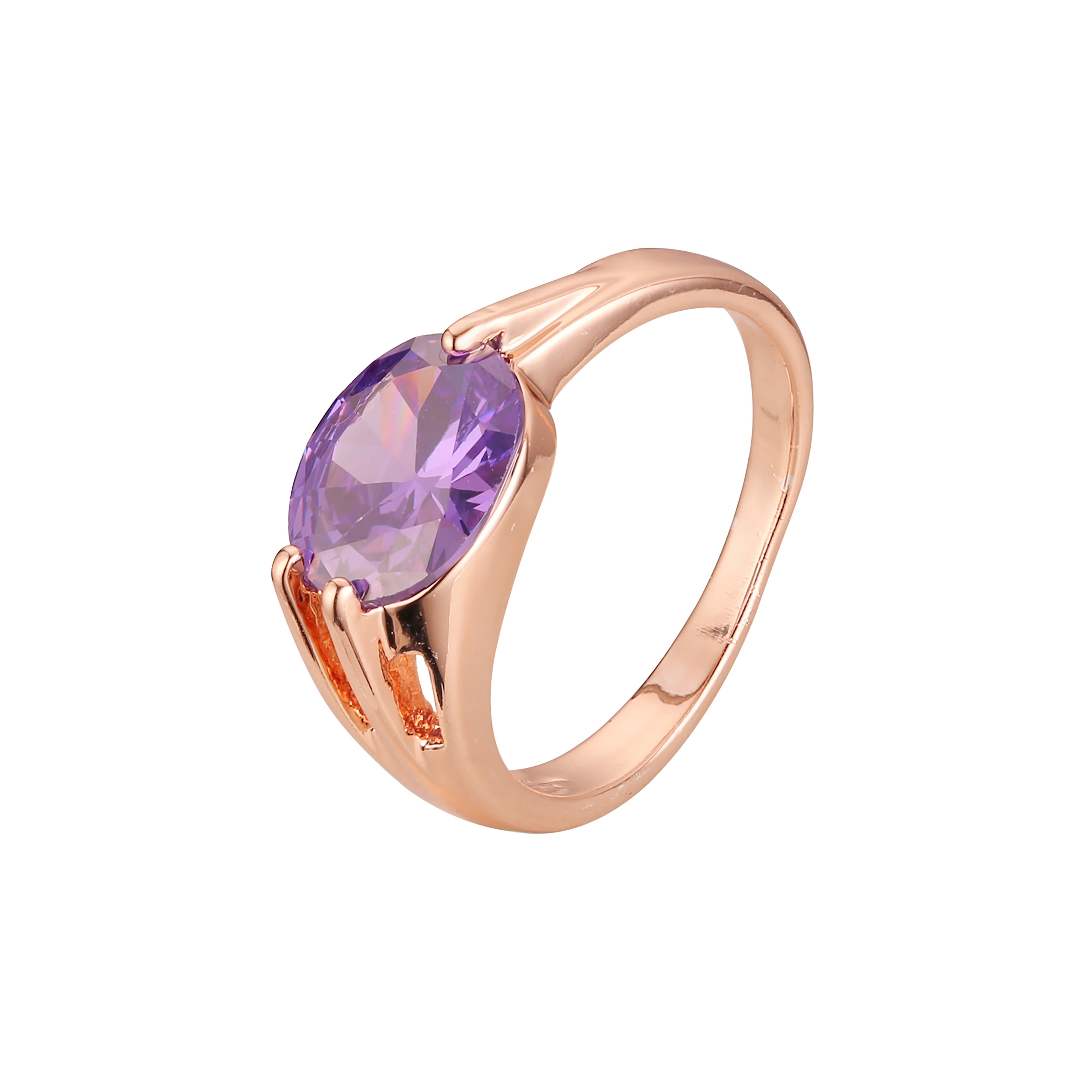 Solitaire-Designringe im Marquise-Schliff mit wei?em Amethyst und CZ in 14-kar?tigem Gold und Ros¨¦gold-Beschichtungsfarben