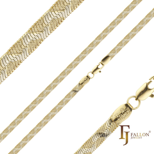 {Customize} Flat Snake chains plated in 14K Gold, Rose Gold, two tone