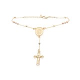 Italian Virgin of Guadalupe Catholic Rosary Necklace plated in 14K Gold, 14K Gold two tone