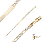 Figaro link ripple hammered 14K Gold engraveable Men's ID bracelets