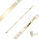 Figaro link ripple hammered 14K Gold engraveable Men's ID bracelets