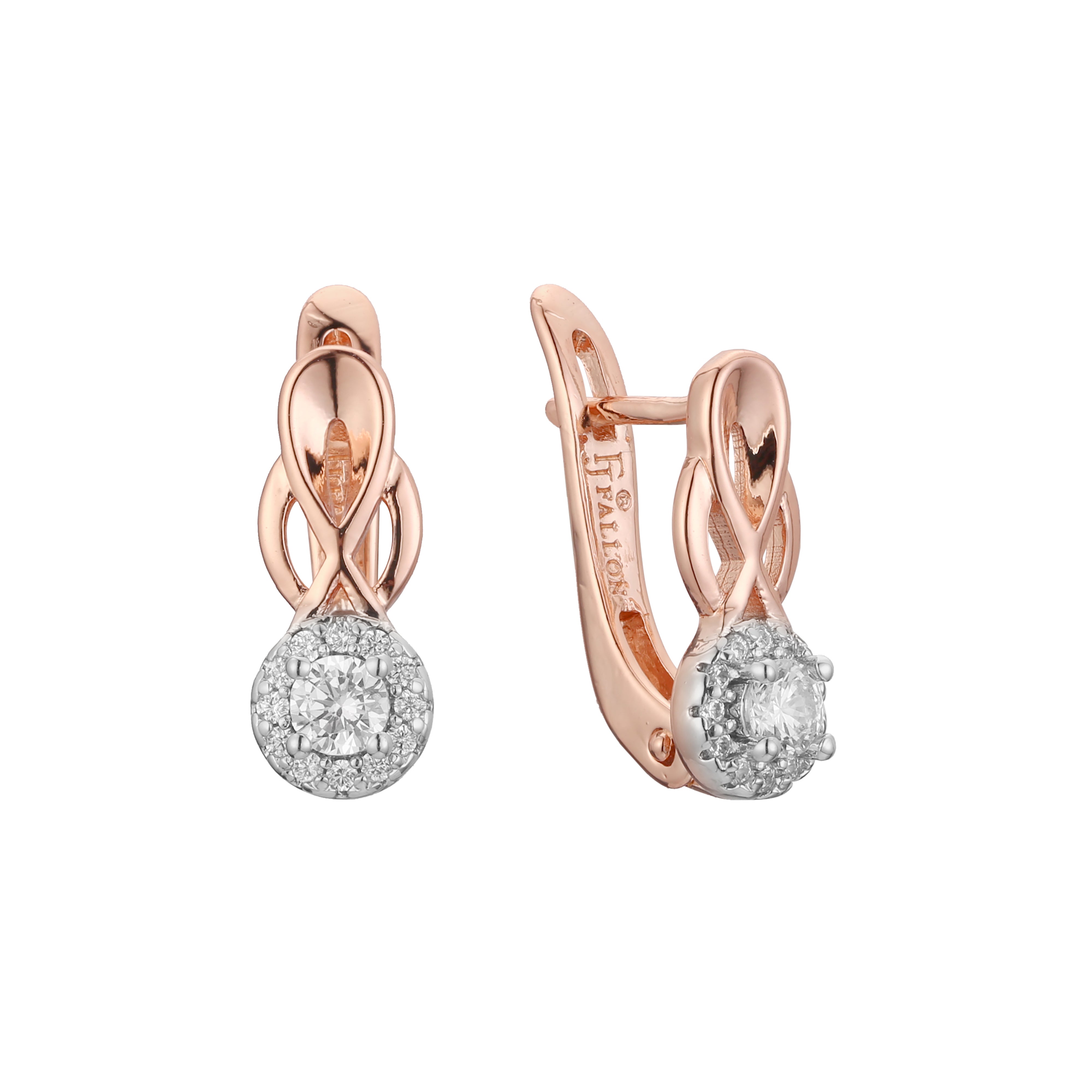 Brincos Cluster em ouro 14K, ouro rosa, duas cores de revestimento