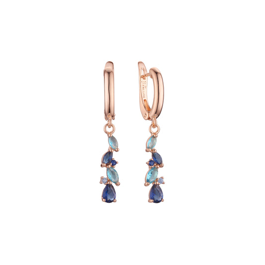 Aretes de racimo en Oro de 14K, Oro Rosa, baño de dos colores