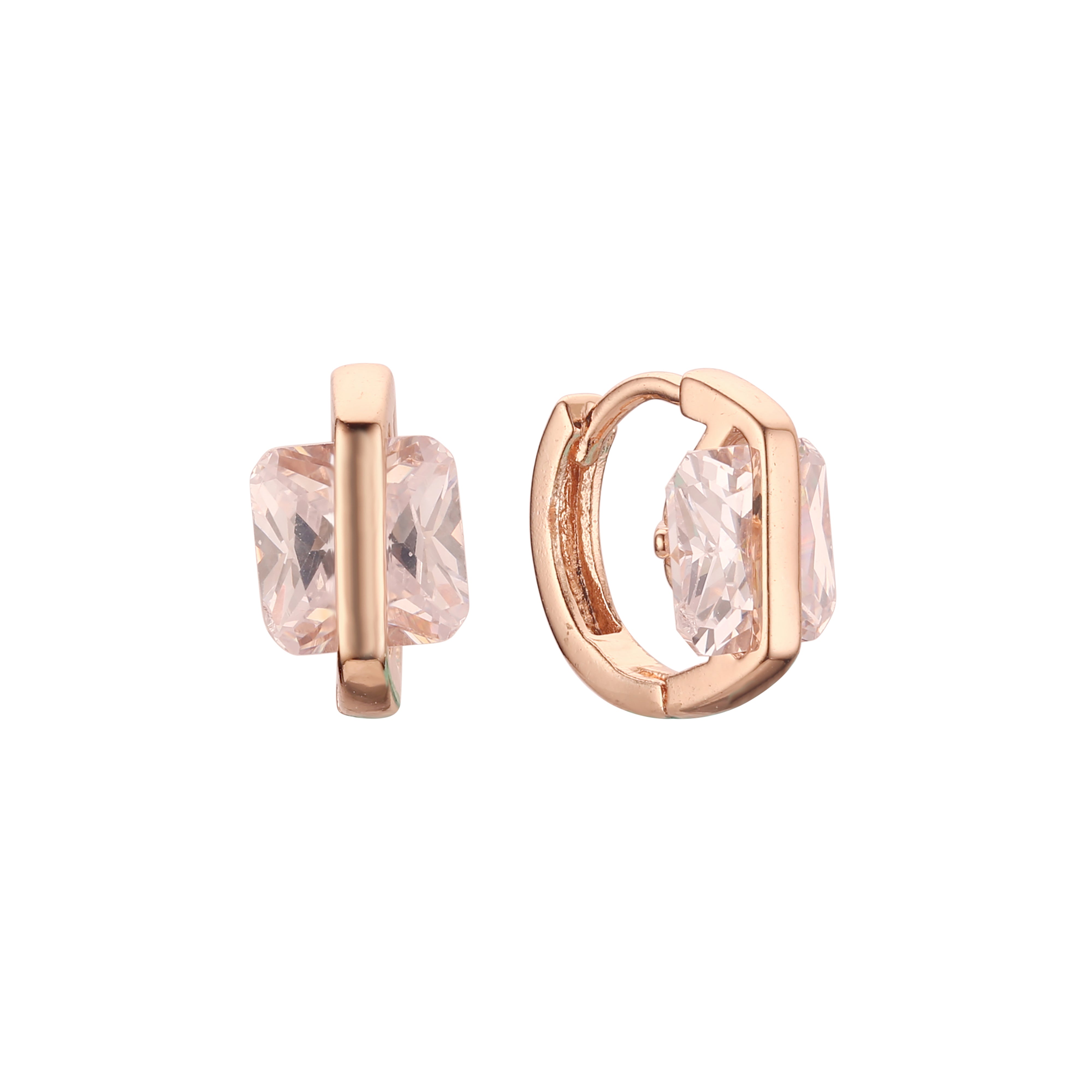 Aretes Huggie en Oro de 14K, baño de Oro Rosa colores