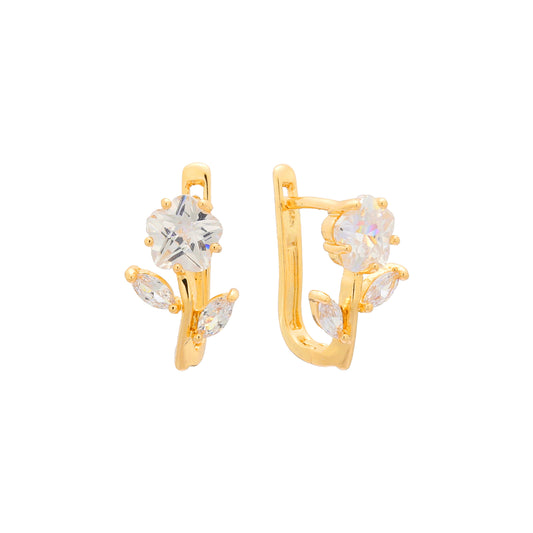 Pendientes racimo de flores en Oro de 18K, baño de Oro rosa colores