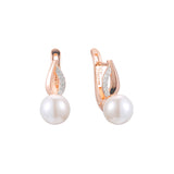 Pearl earrings in 14K Gold, Rose Gold, two tone plating colors