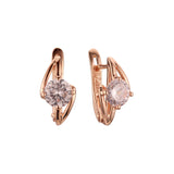 Solitaire colorful CZs Lightning sign Rose Gold earrings