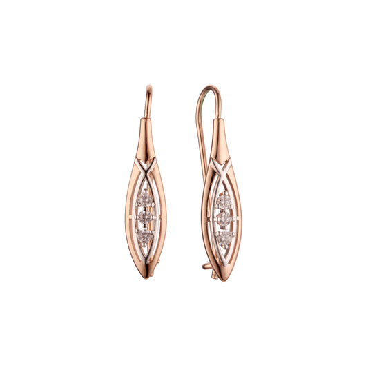 Rose Gold two tone wire hook earrings