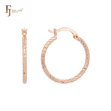 Twisted rope textured 14K Gold, Rose Gold, White Gold Hoop earrings