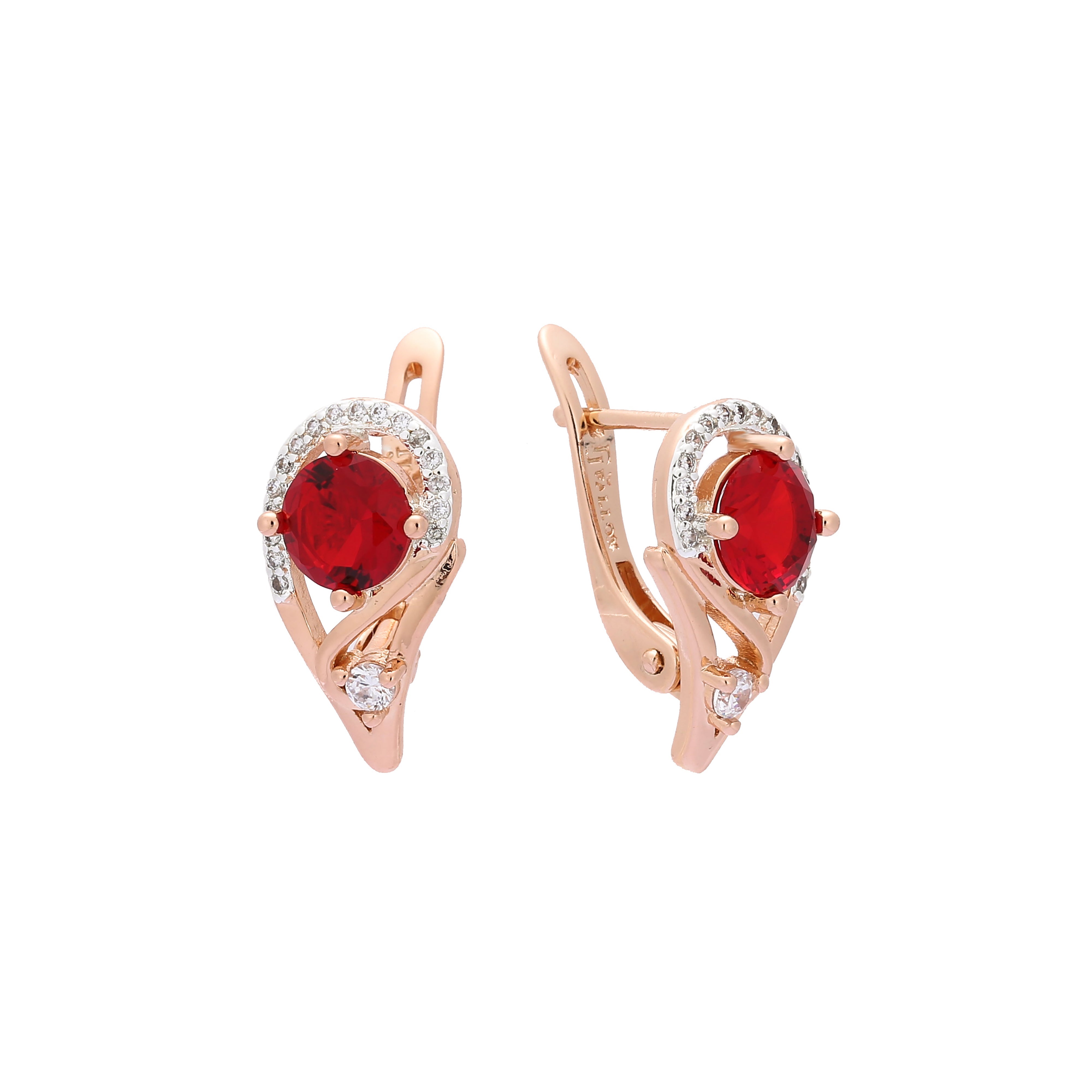 Rose Gold two tone solitaire round earrings