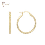 Twisted rope textured 14K Gold, Rose Gold, White Gold Hoop earrings