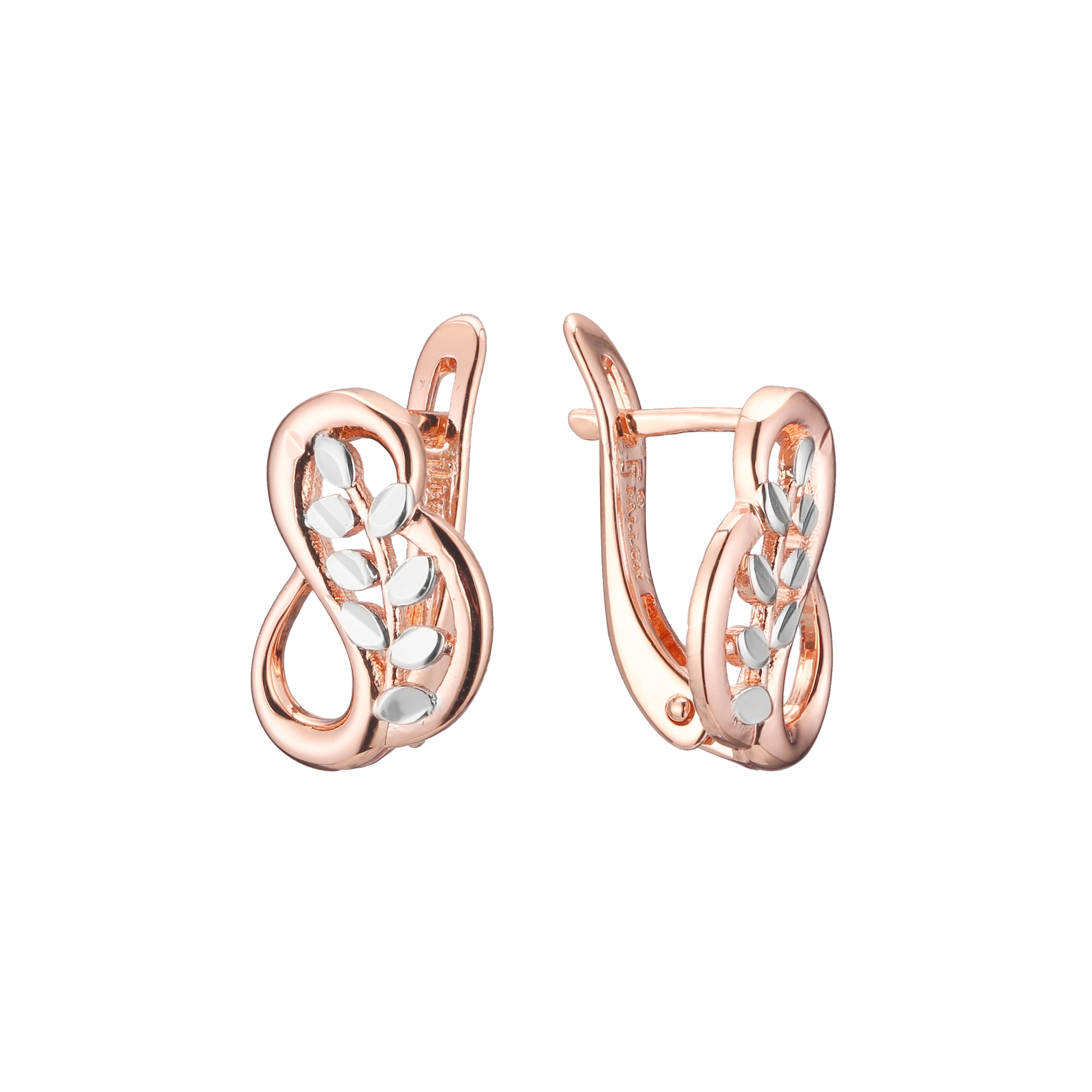 Leaves earrings in 14K Gold, Rose Gold, two tone plating colors