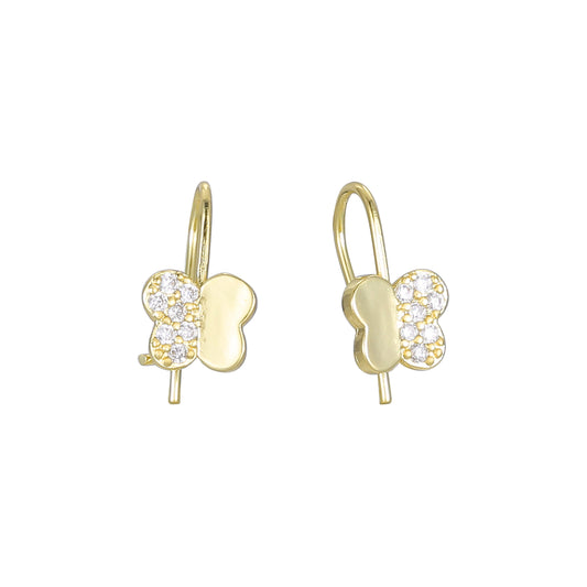 Nuevos Pendientes infantiles Mariposa con gancho de alambre en Oro de 14K, baño de Oro rosa en colores