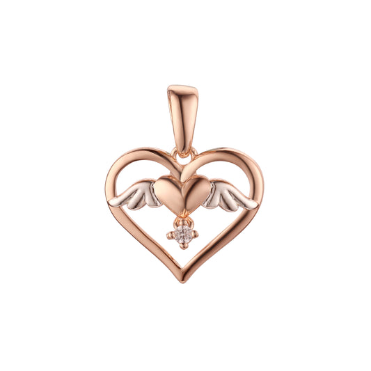 Rose Gold in 2 colors pendant with White stone