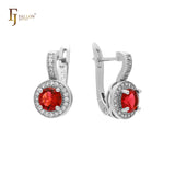 Colorful halo cz Rose Gold earrings