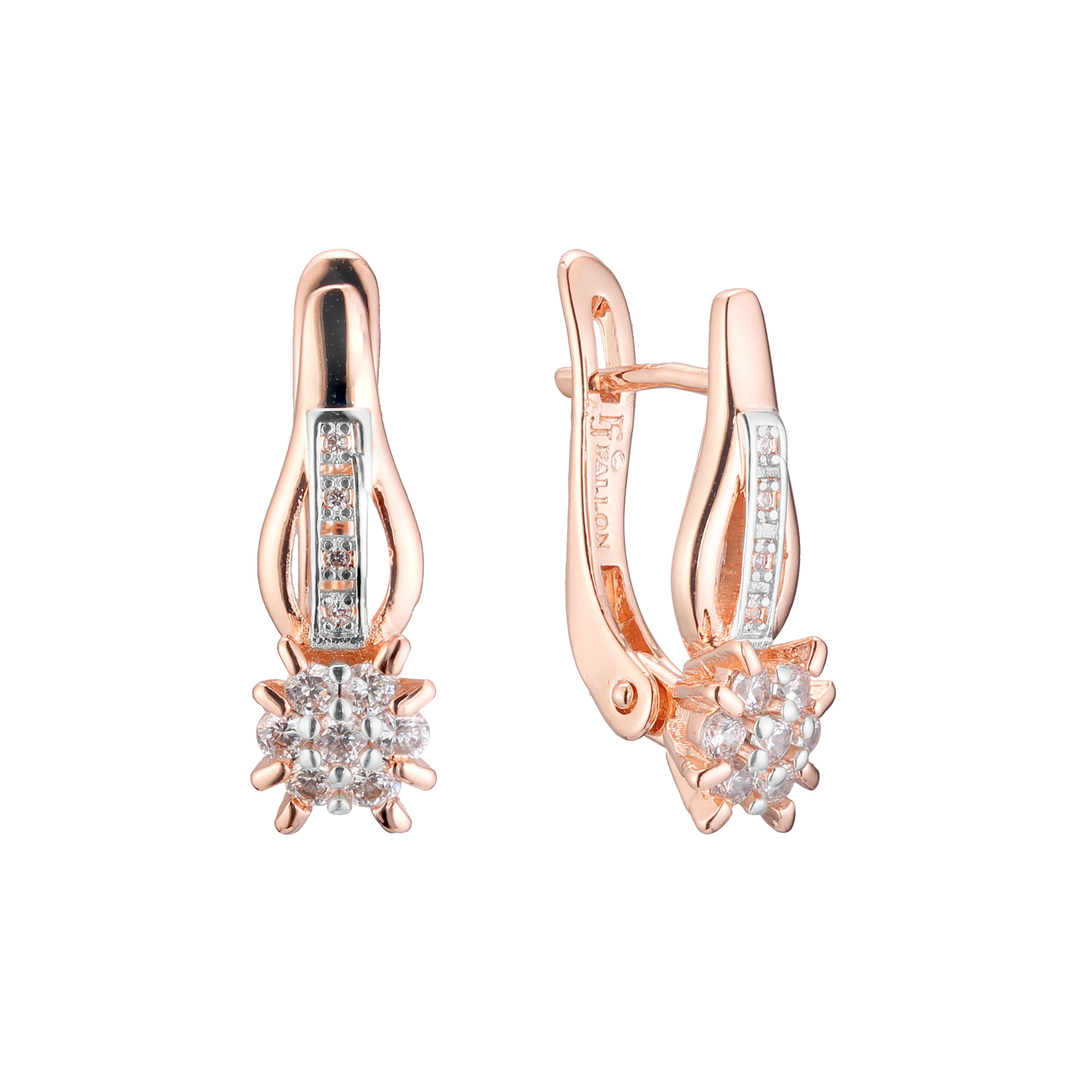 Aretes en Oro 14K, Oro Rosa, baño en dos tonos