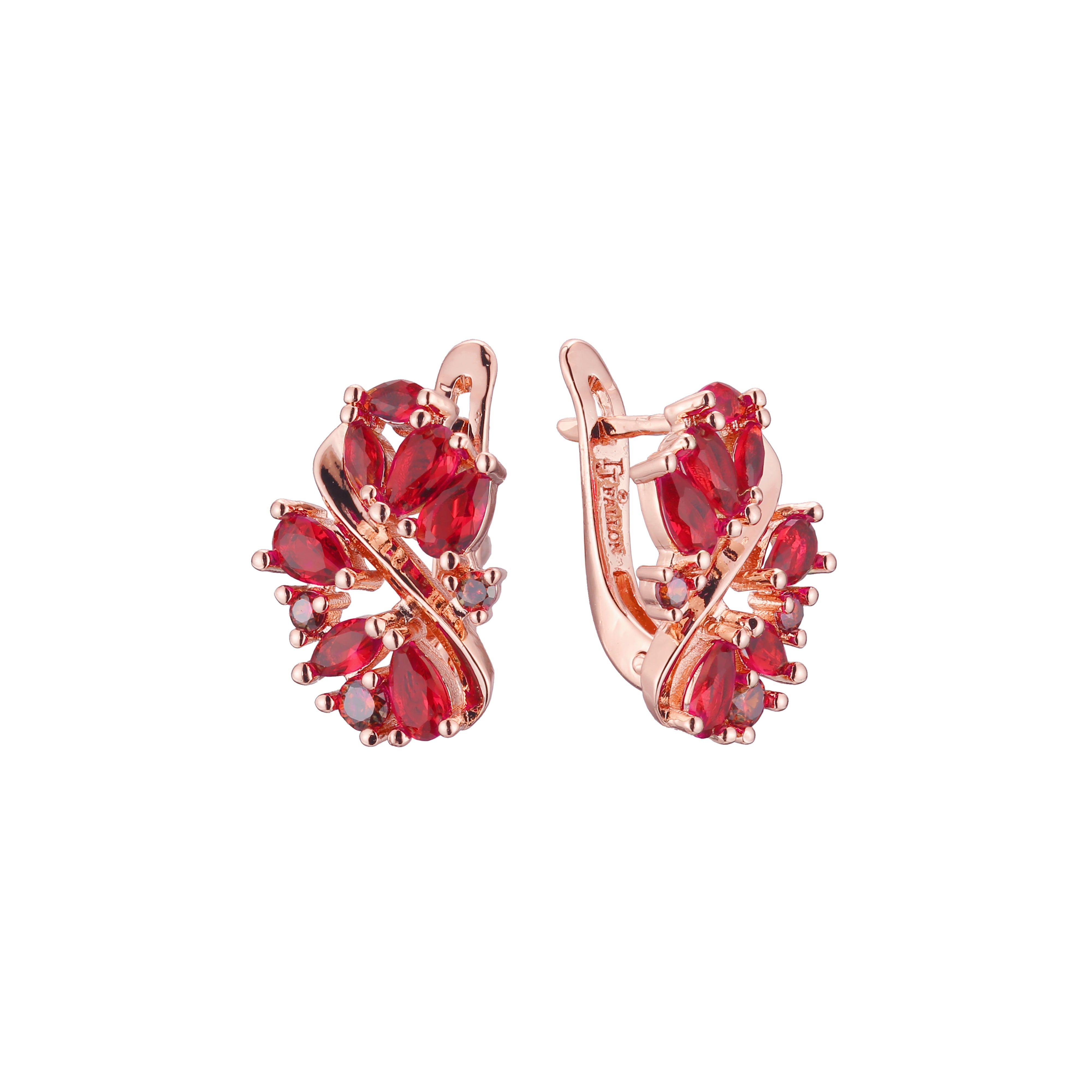 Aretes de racimo en Oro de 14K, baño de Oro Rosa colores