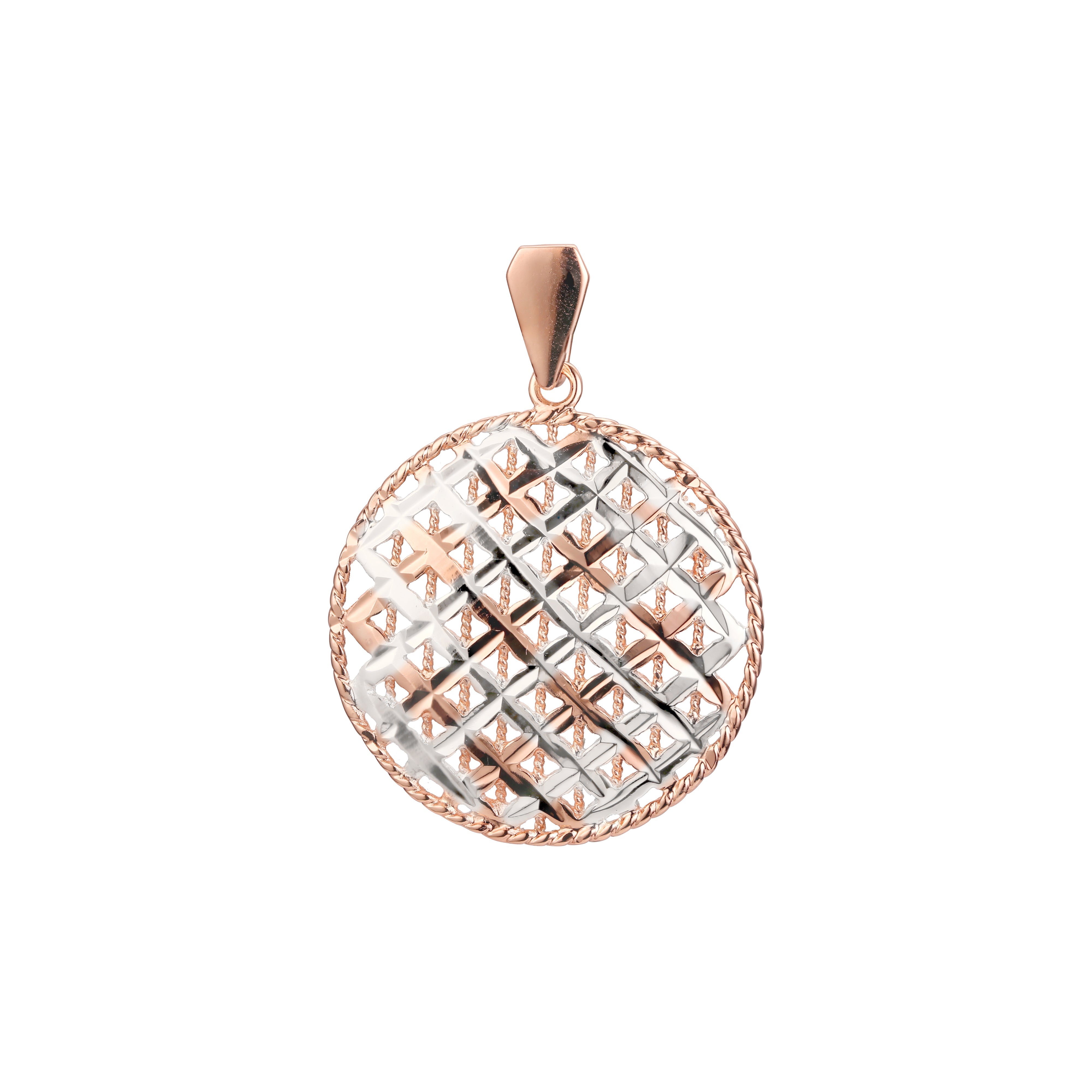 Net of cage elegant filigree pendant in 14K Gold, Rose Gold, and White Gold plating colors