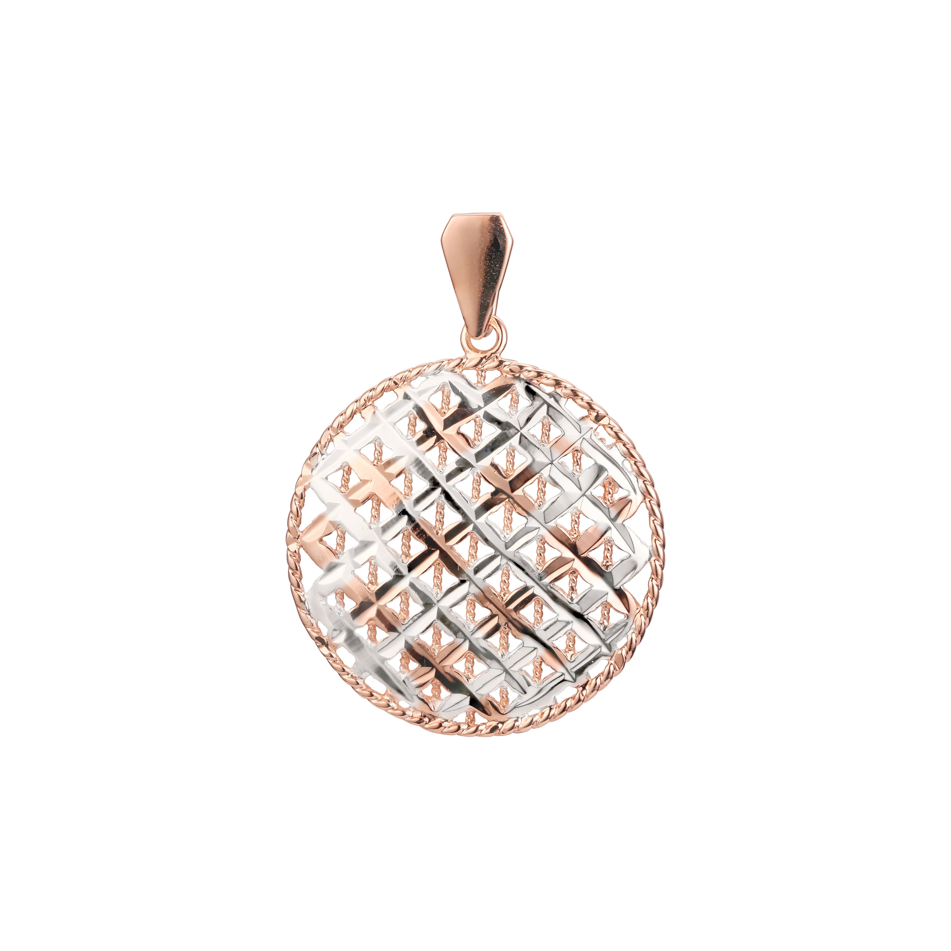 Net of cage elegante pingente de filigrana em ouro 14K, ouro rosa e ouro branco