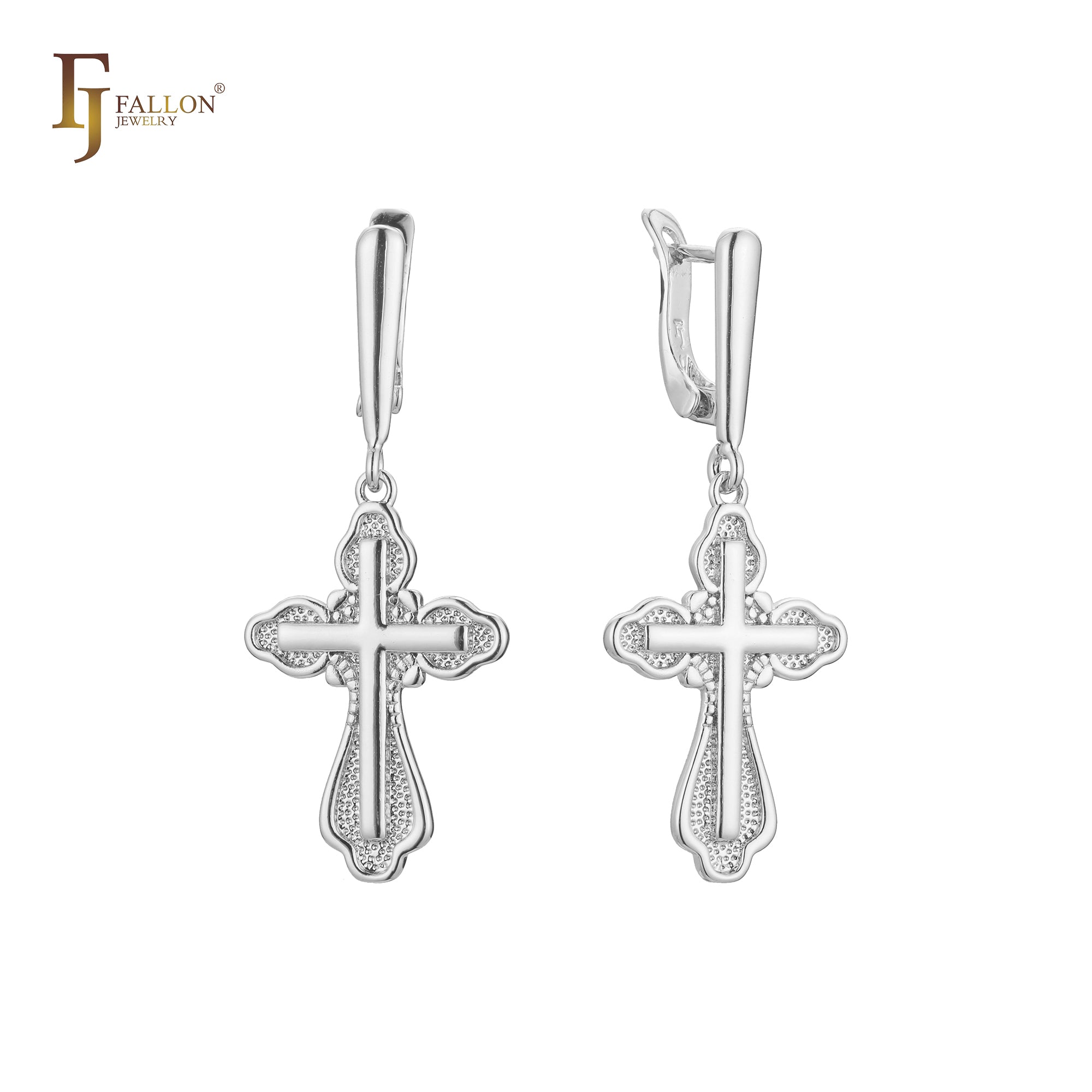 Cross earrings in 14K Gold, Rose Gold plating colors