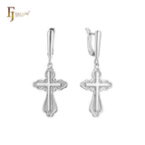 Cross earrings in 14K Gold, Rose Gold plating colors