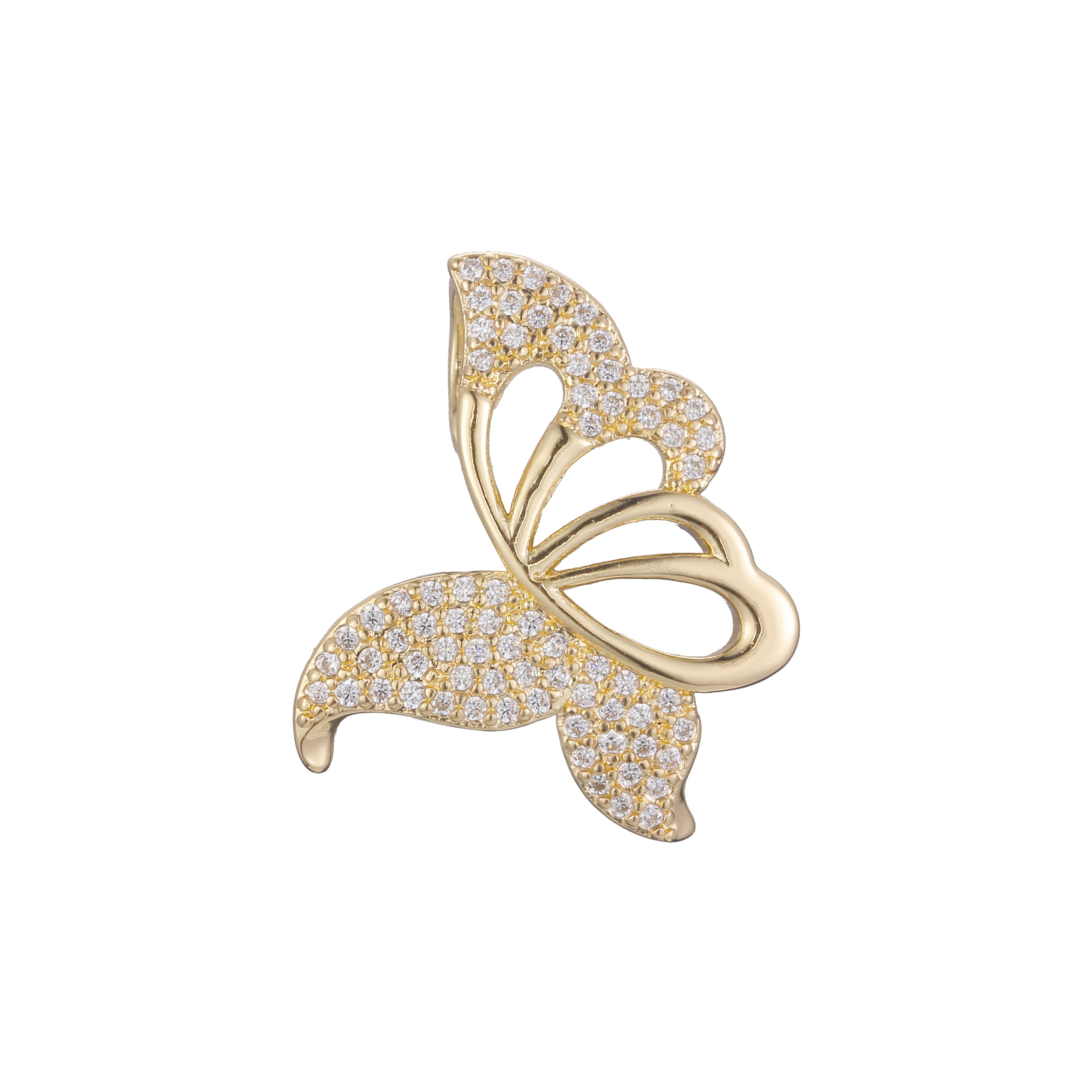 Dije mariposa en Oro Rosa, Oro 14K, baño de dos colores