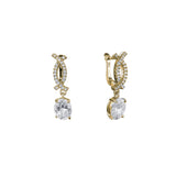 Double C paved CZs solitaire CZ 14K Gold, 18K Gold, Rose Gold, White Gold Earrings