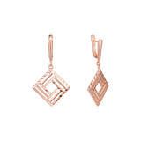 Aretes Rombos en Oro 14K, Oro Rosa, baño de dos colores