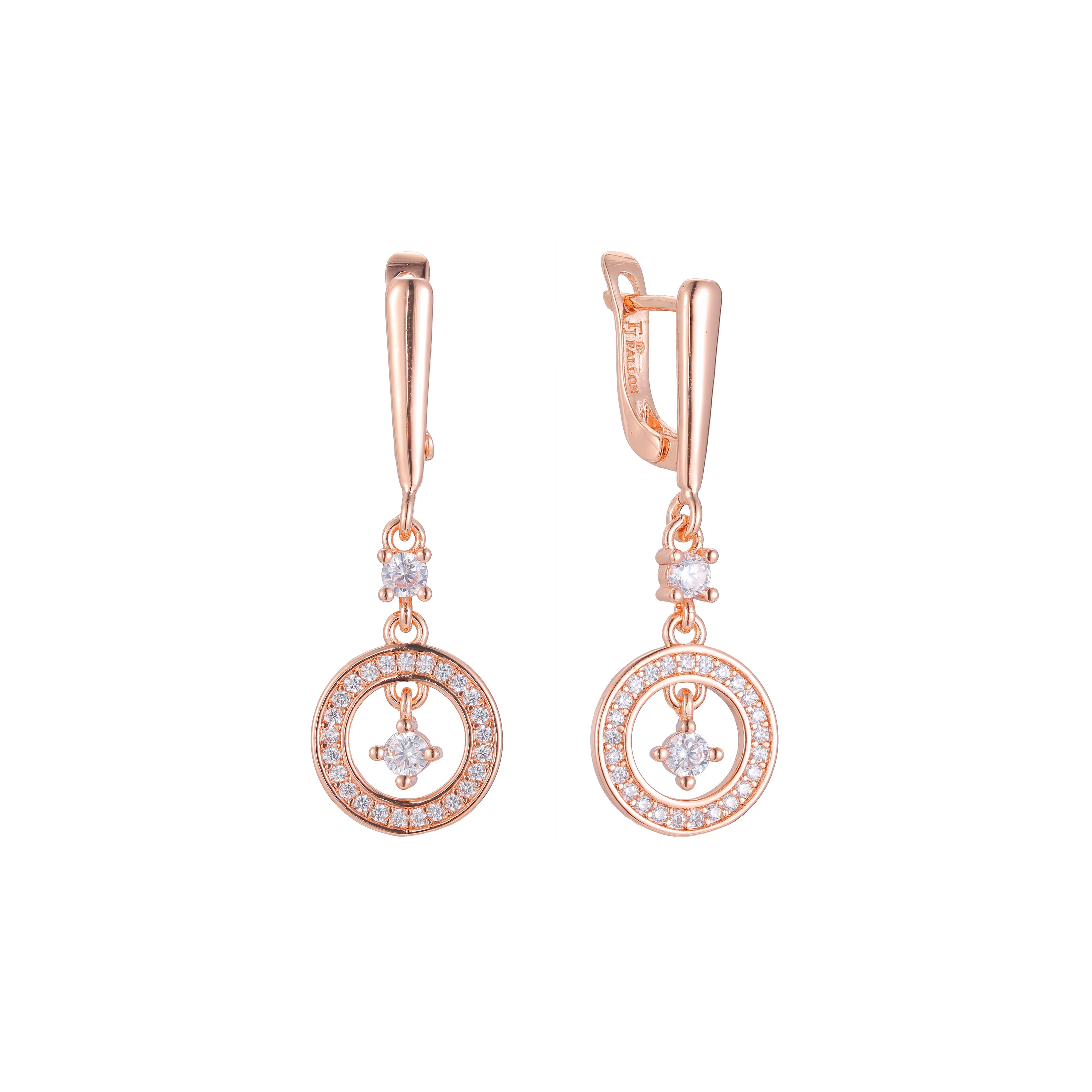 Aretes colgantes en Oro de 14K, Oro Rosa, baño de dos tonos