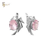 .Pendientes solitarios Wings en Oro de 14K, colores chapados en Oro Rosa