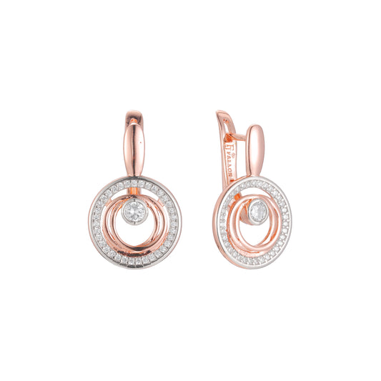 Aretes de racimo en Oro de 14K, Oro Rosa, baño de dos colores