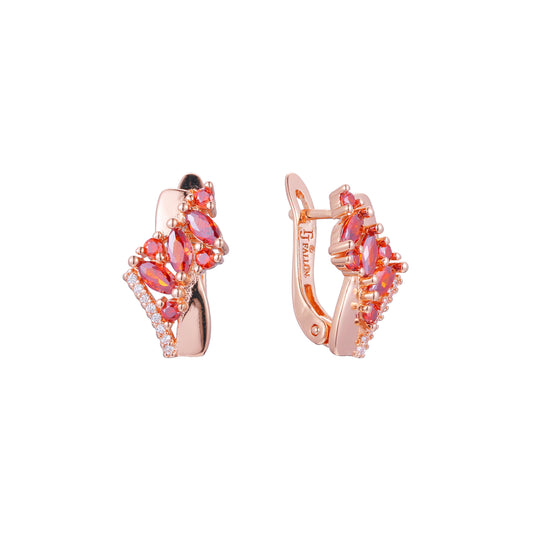 Aretes de racimo en Oro de 14K, Oro Rosa, baño de dos colores