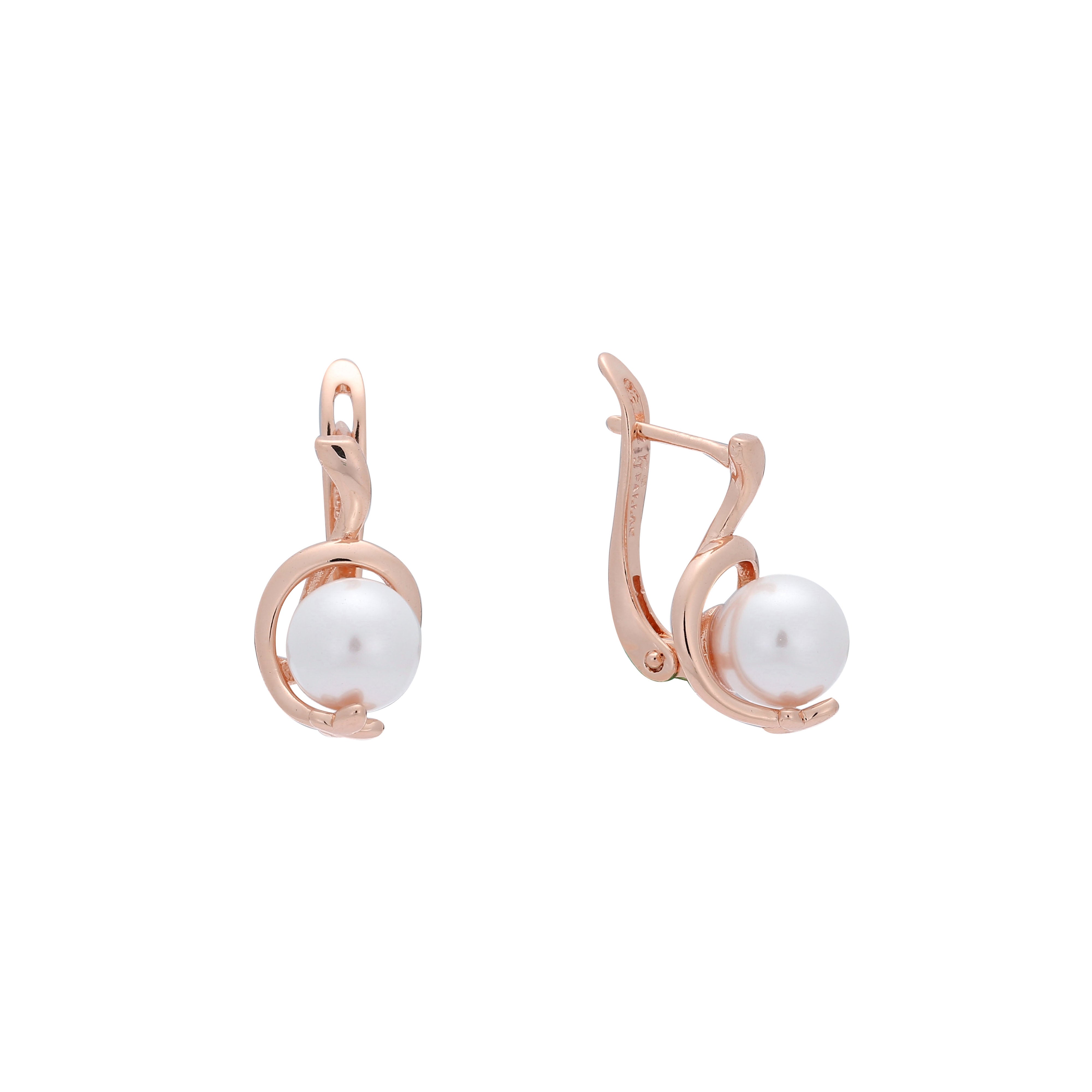 Aretes de Perlas en Oro de 14K, colores baño de Oro Rosa