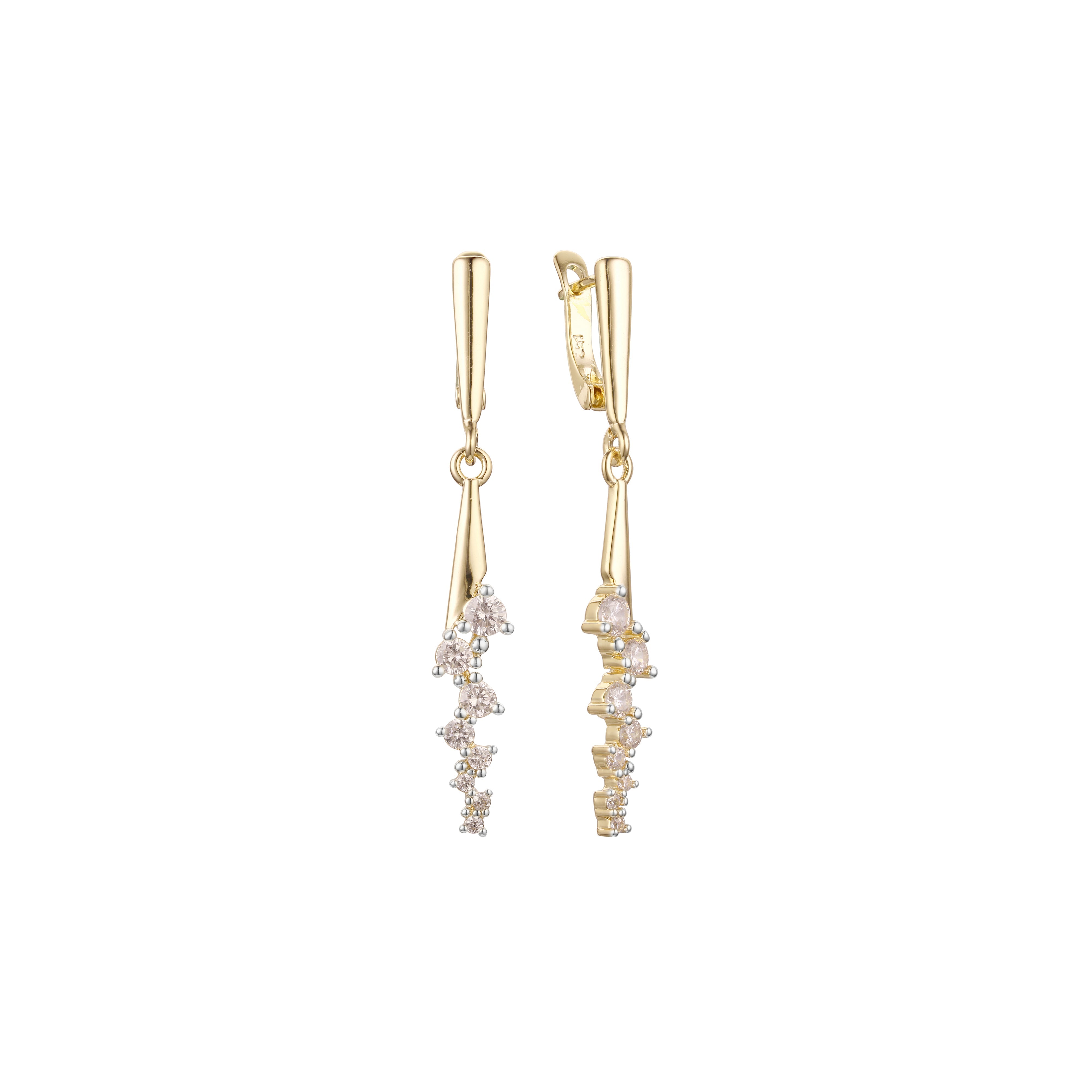 Aretes altos en Oro 14K, Oro Rosa, baño en dos tonos